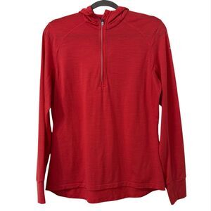Icebreaker Merino GT Half Zip Hoodie Large Coral Outdoor Base Layer Zip Pocket